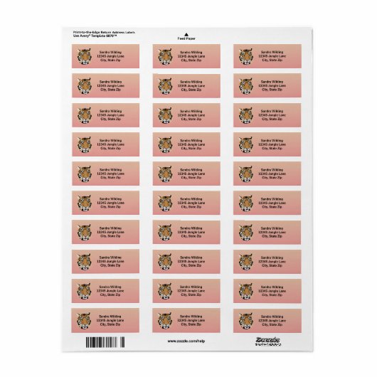 Tiger Return Address Label (Full Sheet)