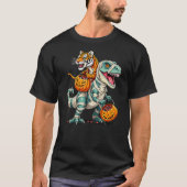 Tiger Riding Mummy T-Rex Dinosaur Halloween T-shirt (Voorkant)