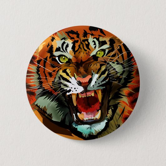 Tiger Roar Ronde Button 5,7 Cm (Voorkant)