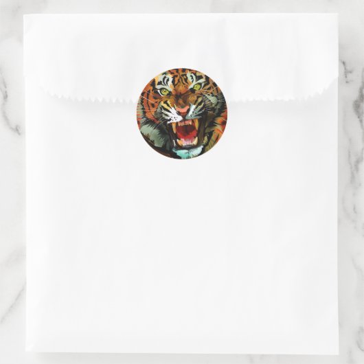 Tiger Roar Ronde Sticker (Tas)