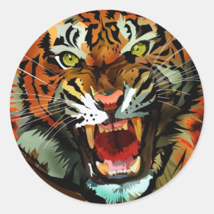 Tiger Roar Ronde Sticker