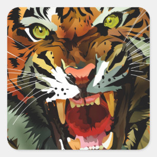 Tiger Roar Vierkante Sticker
