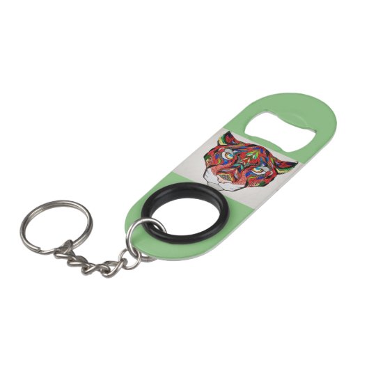 Tiger roestvrij stalen flesopener mini flessenopener (Voorkant Gekanteld)