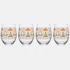 🍸🦁 "Tiger Royale" (Set van 4) Wijnglas Zonder Voet
