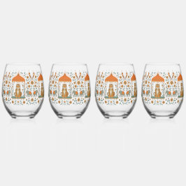 🍸🦁 "Tiger Royale" (Set van 4) Wijnglas Zonder Voet