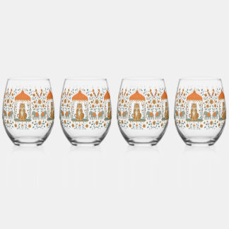 🍸🦁 "Tiger Royale" (Set van 4) Wijnglas Zonder Voet