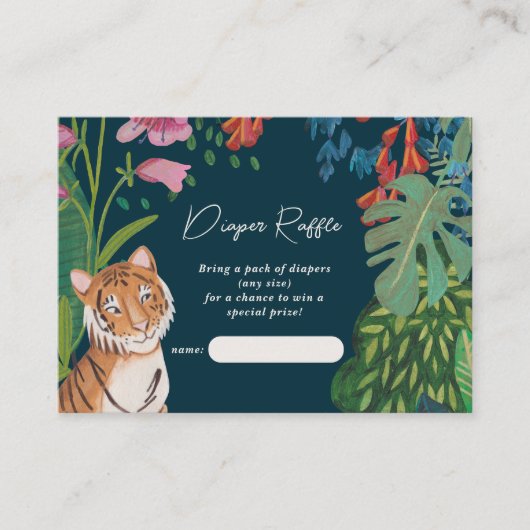 Tiger Safari Baby shower Luier Raffle Enclosure Informatiekaartje (Voorkant)