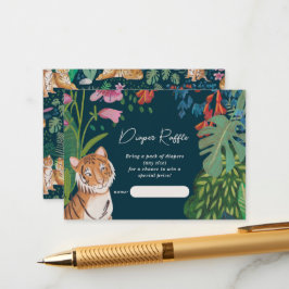 Tiger Safari Baby shower Luier Raffle Enclosure Informatiekaartje