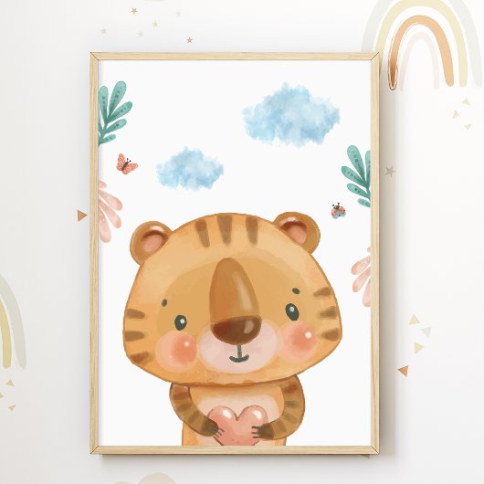 Tiger Safari Nursery Poster Kinder Room Print