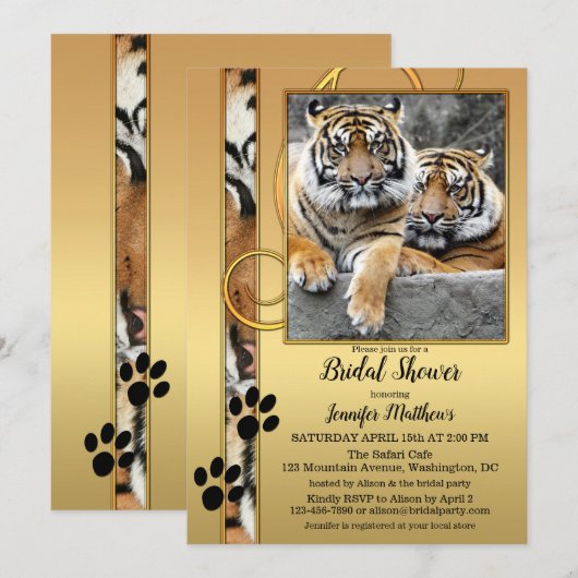 Tiger Safari Zoo Bridal Shower Kaart (Voorkant / Achterkant)