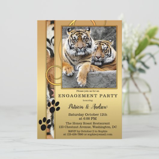 Tiger Safari Zoo Verloving Invitation Kaart (Staand voorkant)