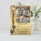 Tiger Safari Zoo Wedding RSVP Kaart (Staand voorkant)