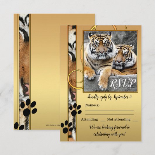Tiger Safari Zoo Wedding RSVP Kaart (Voorkant / Achterkant)