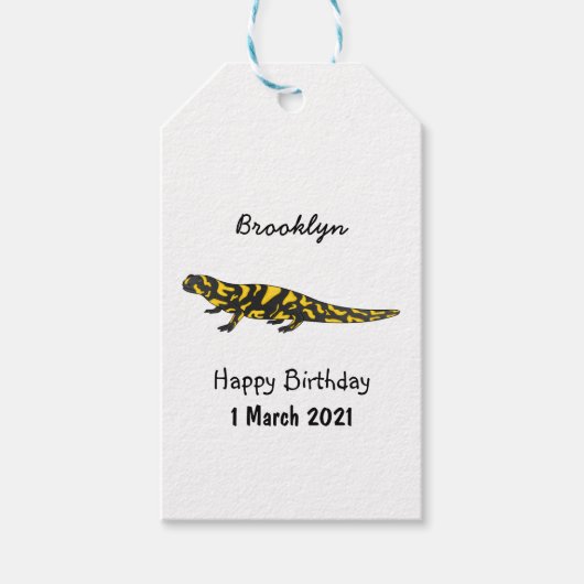 Tiger salamander cartoon illustratie cadeaulabel (Voorkant)