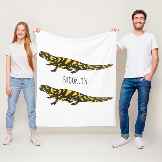 Tiger salamander cartoon illustratie fleece deken (In situ)