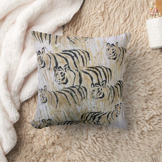 Tiger Savanna Animal Painting Sierkussen (Deken)