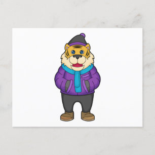 Tiger Scarf Beanie Briefkaart