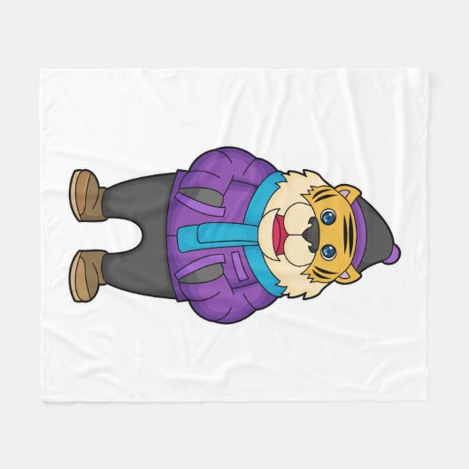 Tiger Scarf Beanie Fleece Deken (Voorkant (Horizontaal))