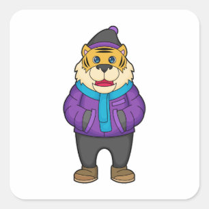 Tiger Scarf Beanie Vierkante Sticker