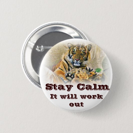 Tiger,Seeking_ Ronde Button 5,7 Cm (Voorkant /achterkant)