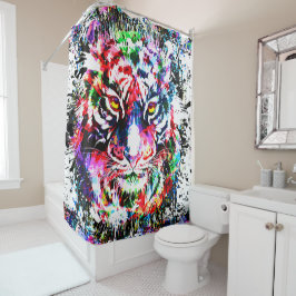 Tiger Shower Curtain | Kleurrijke tijgertekening Douchegordijn