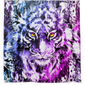 Tiger Shower Curtain - Tiger Paars Blue Douchegordijn (Voorkant)