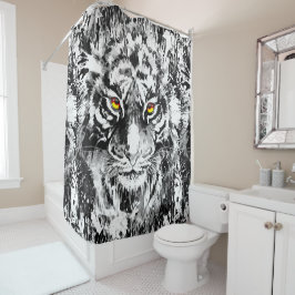 Tiger Shower Curtain | Tijgerzwart-wit Douchegordijn