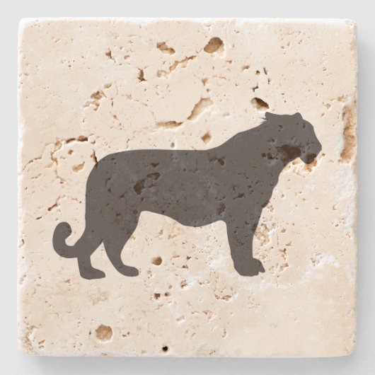 Tiger Silhouette Stenen Onderzetter (Voorkant)