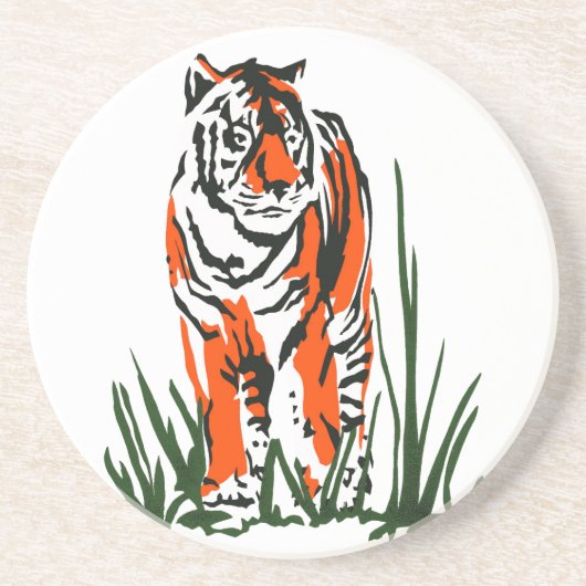 Tiger Silkscreen Zandsteen Onderzetter (Voorkant)