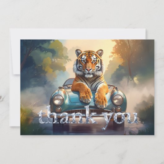 Tiger sitting on a sports car  bedankkaart (Voorkant)