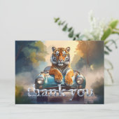 Tiger sitting on a sports car  bedankkaart (Staand voorkant)