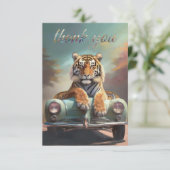 Tiger sitting on a sports car  bedankkaart (Staand voorkant)