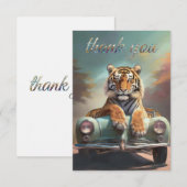 Tiger sitting on a sports car  bedankkaart (Voorkant / Achterkant)