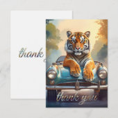 Tiger sitting on a sports car  bedankkaart (Voorkant / Achterkant)