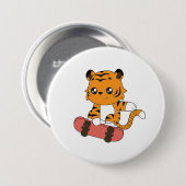 Tiger Skating Ronde Button 7,6 Cm (Voorkant /achterkant)