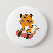 Tiger Skating Ronde Button 7,6 Cm (Voorkant)