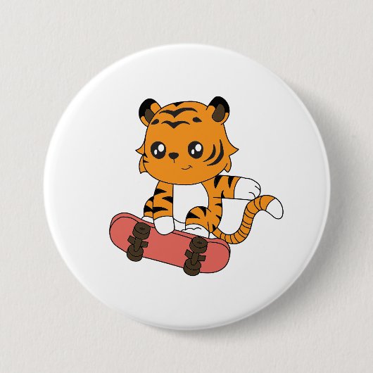 Tiger Skating Ronde Button 7,6 Cm (Voorkant)