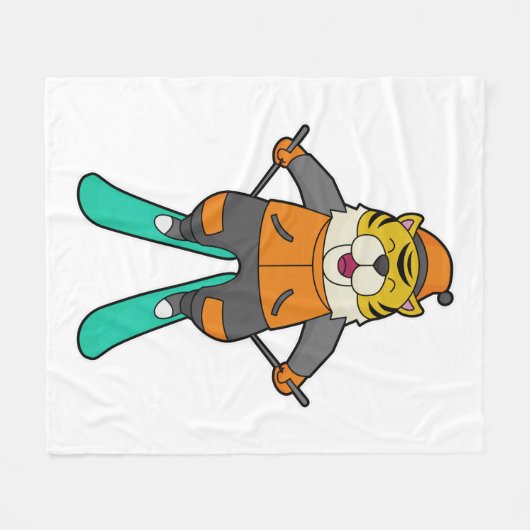 Tiger Skier Ski Fleece Deken (Voorkant (Horizontaal))