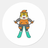 Tiger Skier Ski Ronde Sticker (Voorkant)