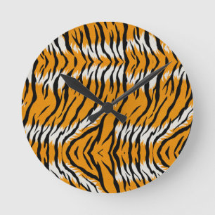 Tiger Skin Animal Print Patroon Ontwerp Ronde Klok