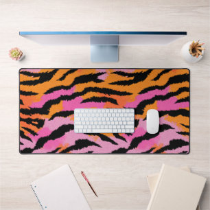 Tiger Skin Animal Print Roze & Sinaasappel y2k Ret Bureaumat