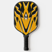 Tiger Skin Design Sinaasappel en Zwart Modern Mono Pickleball Paddle (Voorkant)