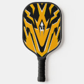 Tiger Skin Design Sinaasappel en Zwart Modern Mono Pickleball Paddle (Achterkant)