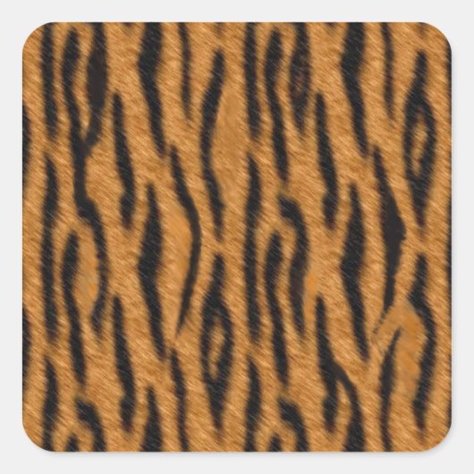 Tiger skin print ontwerp, Tiger strepen patroon Vierkante Sticker (Voorkant)