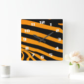 Tiger Skin Stripes Pattern Vierkante Klok (Huis)