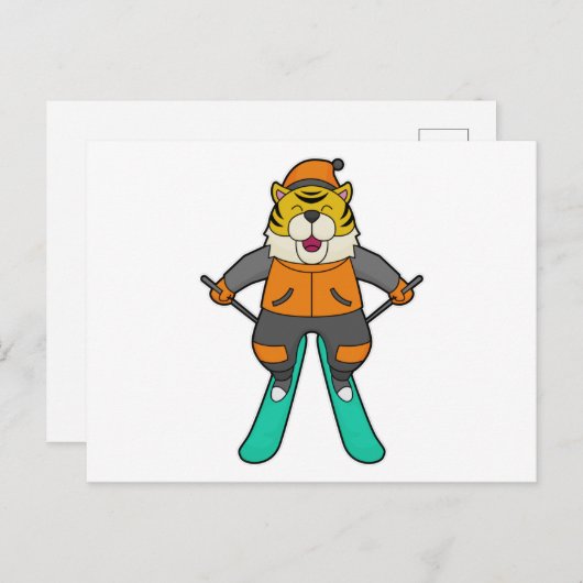 Tiger Skispringer Ski Briefkaart (Voorkant / Achterkant)
