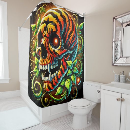 Tiger Skull Douchegordijn (In situ)