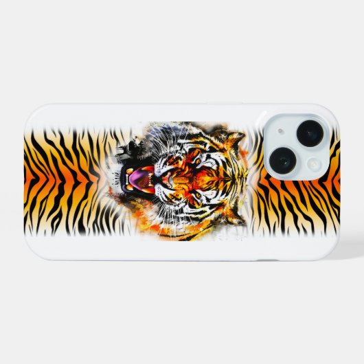 Tiger snarl en strepen mooi afbeelding iPhone 15 case (Achterkant horizontaal)