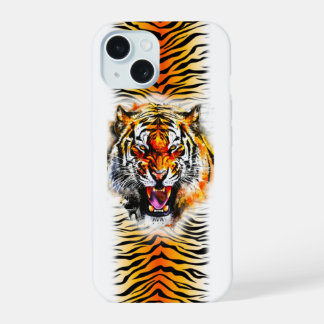 Tiger snarl en strepen mooi afbeelding iPhone 15 case