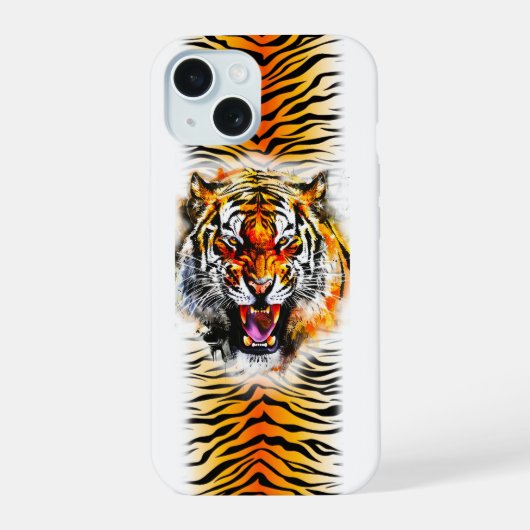 Tiger snarl en strepen mooi afbeelding iPhone 15 case (Achterkant)